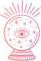 eye surrounded by stars centered in a psychic crystal ball
